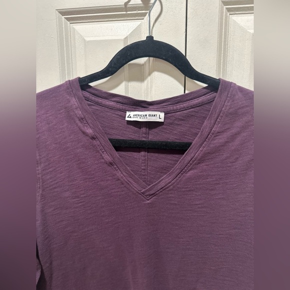 American Giant Premium Slub V-Neck Purple Tee Long Sleeve Supima Cotton,size L - Picture 9 of 12